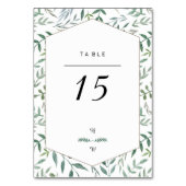 Hochzeit von Aquarellblättern Tischnummer (Vorderseite)