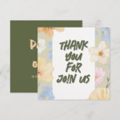 Hochzeit von Aquarellblumen Dankeskarte (Vorne/Hinten)