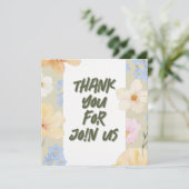 Hochzeit von Aquarellblumen Dankeskarte (Stehend Vorderseite)