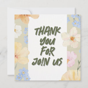 Hochzeit von Aquarellblumen Dankeskarte