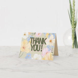 Hochzeit von Aquarellblumen Dankeskarte