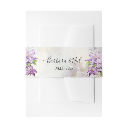 Hochzeit von Aquarellblumen Einladungsbanderole (Vorderseite Beispiel)