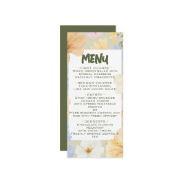 Hochzeit von Aquarellblumen Menükarte