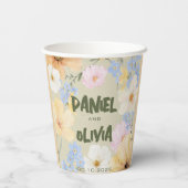 Hochzeit von Aquarellblumen Pappbecher (Rückseite)