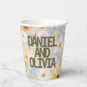 Hochzeit von Aquarellblumen Pappbecher (Vorderseite)