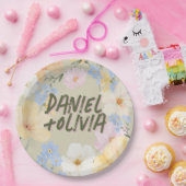 Hochzeit von Aquarellblumen Pappteller (Party)