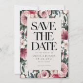 Hochzeit von Aquarellblumen-Rose Save The Date (Vorderseite)