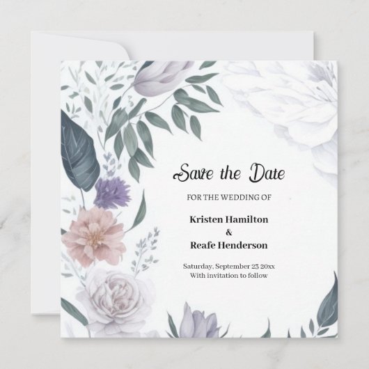 Hochzeit von Aquarellblumen Save The Date (Vorderseite)