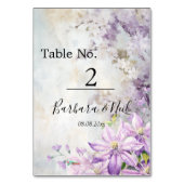 Hochzeit von Aquarellblumen Tischnummer (Rückseite)