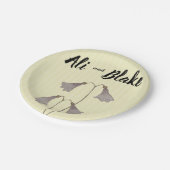 Hochzeit von Aquarellfarben Pappteller (Schrägansicht)