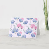 Hochzeit von Aquarellfarben Pink und Blue Hydrange Dankeskarte (Rückseite)