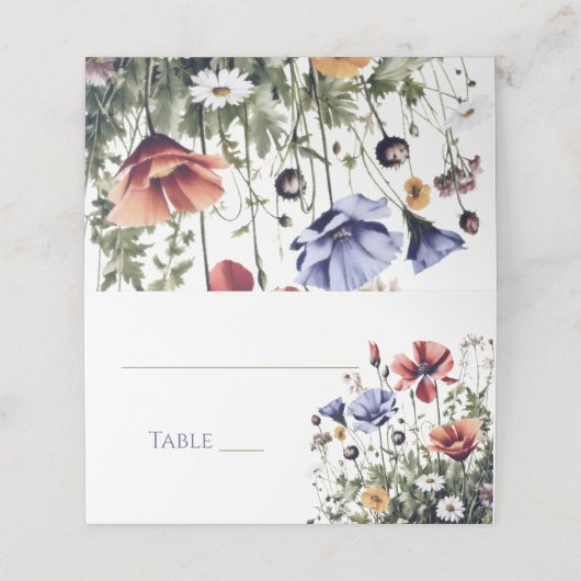 Hochzeit von Aquarellfarben Platzkarte (Außenseite Aufgefaltet)