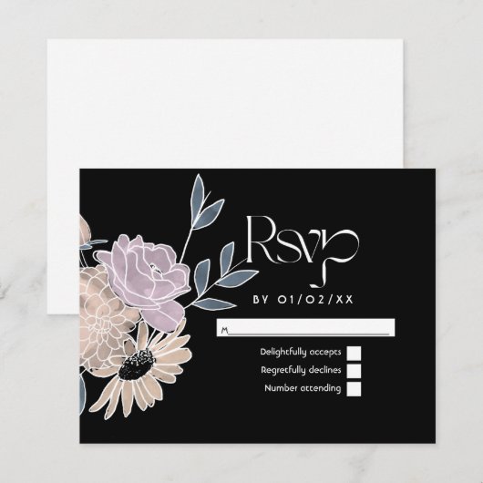 Hochzeit von Aquarellfarben RSVP Karte (Vorne/Hinten)