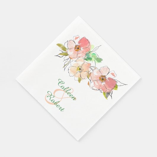 Hochzeit von Aquarellfarben Serviette (Ecke)