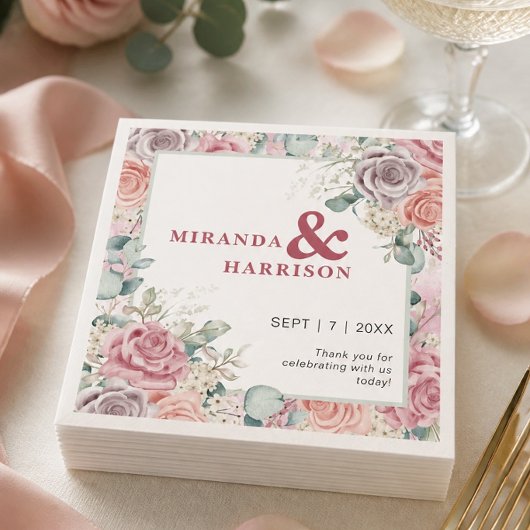 Hochzeit von Aquarellfarben Serviette