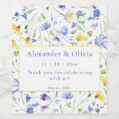 Hochzeit von Aquarellfarben Weinetikett (Einzelnes Label)