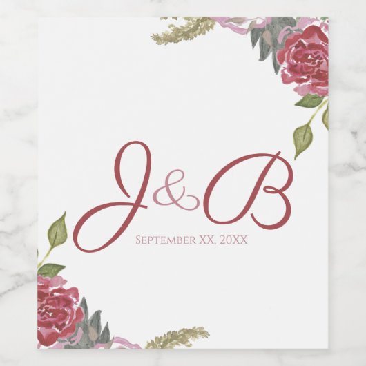 Hochzeit von Aquarellfarben Weinetikett (Einzelnes Label)