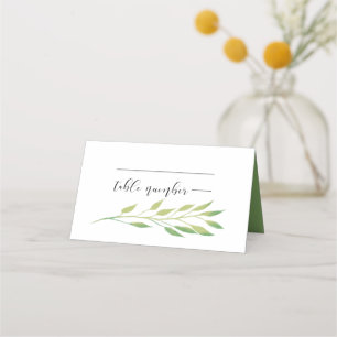 Hochzeit von Aquarellgrün-Blätter Platzkarte