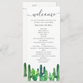 Hochzeit von Aquarellkaktus und Sukkulenten Programm (Vorne/Hinten)