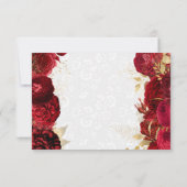 Hochzeit von Aquarellrot und Gold-Blume RSVP Karte (Rückseite)