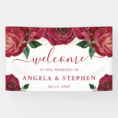 Hochzeit von Aquarellrot und Gold-Rose Banner (Horizontal)