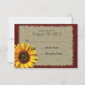 Hochzeit von Barnwood und Burlap Sonnenblumen RSVP (Rückseite)