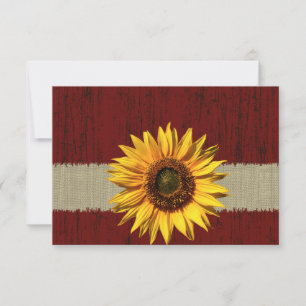 Hochzeit von Barnwood und Burlap Sonnenblumen RSVP Karte