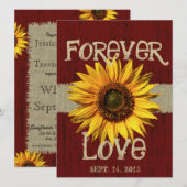 Hochzeit von Barnwood und Burlap Sunflower Einladung (Vorne/Hinten)