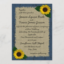 Hochzeit von Barnwood und Sonnenblumen Einladung