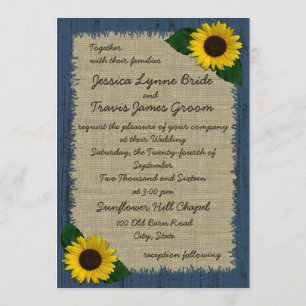 Hochzeit von Barnwood und Sonnenblumen Einladung