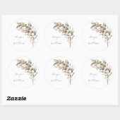 Hochzeit von Baumwolle und Eukalyptus Runder Aufkleber (Blatt)