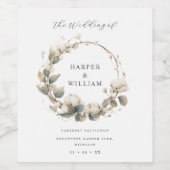 Hochzeit von Baumwolle und Eukalyptus Weinetikett (Einzelnes Label)