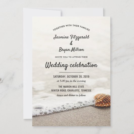 Hochzeit von Beach Waves Einladung (Vorderseite)