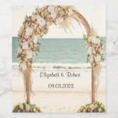 Hochzeit von Beach Wedding Arbor Rose Weinetikett (Einzelnes Label)
