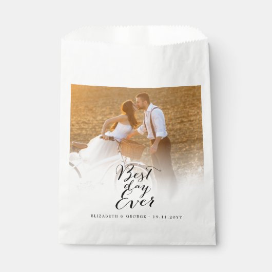 Hochzeit von Best Day Ever Script Calligraphy Foto Geschenktütchen (Vorderseite)