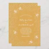 Hochzeit von Bienen und Golden Honeycomb Einladung (Vorne/Hinten)