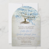 Hochzeit von Blaue Herzleder Einladung (Vorderseite)