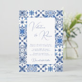 Hochzeit von Blauem Mittelmeer Einladung (Stehend Vorderseite)