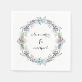 Hochzeit von Blauem und Lila Blumenreath Serviette