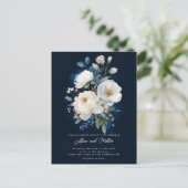 Hochzeit von Blauem und Weißem Peony Postkarte (Stehend Vorderseite)