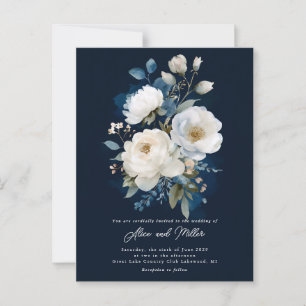 Hochzeit von Blauem und Weißem Peony Postkarte