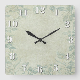 Hochzeit von Blauem Vintagem Blumenstrauß Quadratische Wanduhr