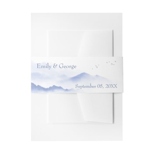 Hochzeit von Blauen Bergen und Vögeln Einladungsbanderole (Vorderseite Beispiel)