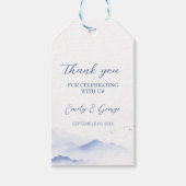 Hochzeit von Blauen Bergen und Vögeln Geschenkanhänger (Vorderseite)