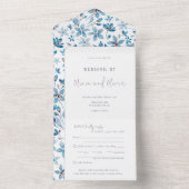 Hochzeit von Blauen Blumen All In One Einladung (Innen Boden)