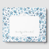 Hochzeit von Blauen Blumen Gästebuch (Rückseite)