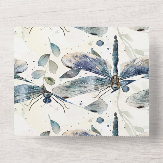 Hochzeit von Blauen Libellen All In One Einladung (Rückseite)