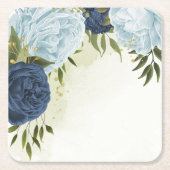 Hochzeit von blauen Marineblumen Rechteckiger Pappuntersetzer (Vorderseite)