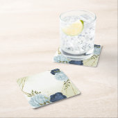 Hochzeit von blauen Marineblumen Rechteckiger Pappuntersetzer (Vor Ort)