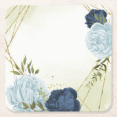 Hochzeit von blauen Marineblumen Rechteckiger Pappuntersetzer (Vorderseite)